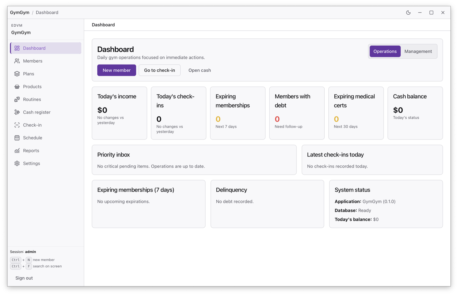 GymGym dashboard preview